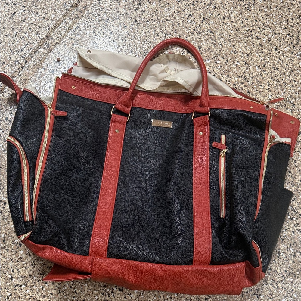 Luxe Black and Red Duffel Bag